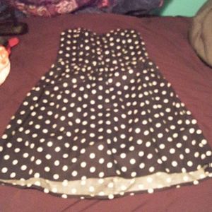 Polka dot strapless dress